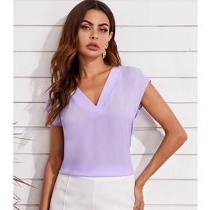 NWOT SHEIN Lilac Purple V Neck Solid Top